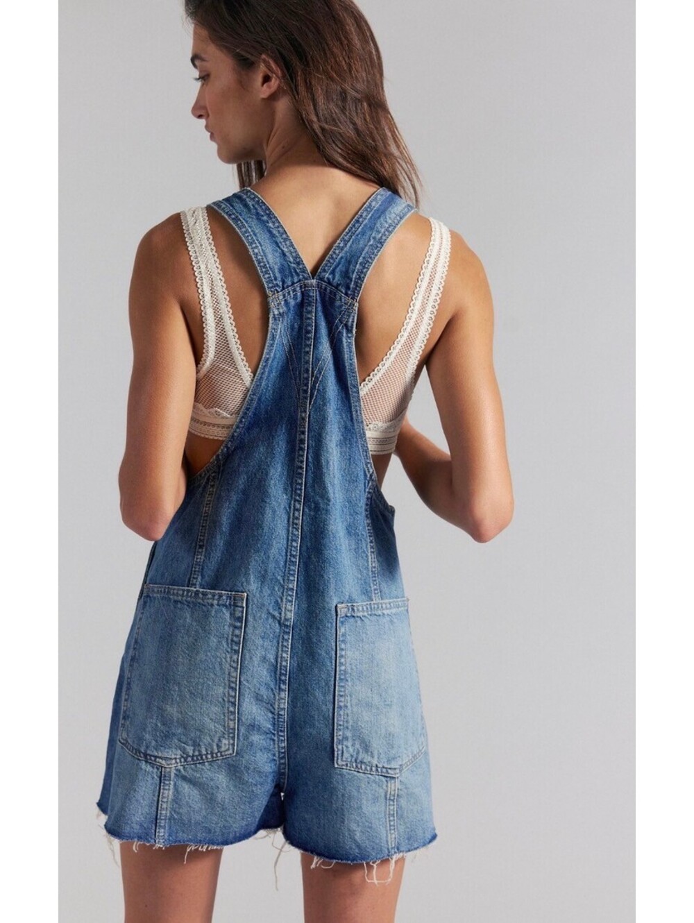 Free People We The Free Rambler Short Shortalls (Denim Overall) - Women's XL NWT - Picture 2 of 11